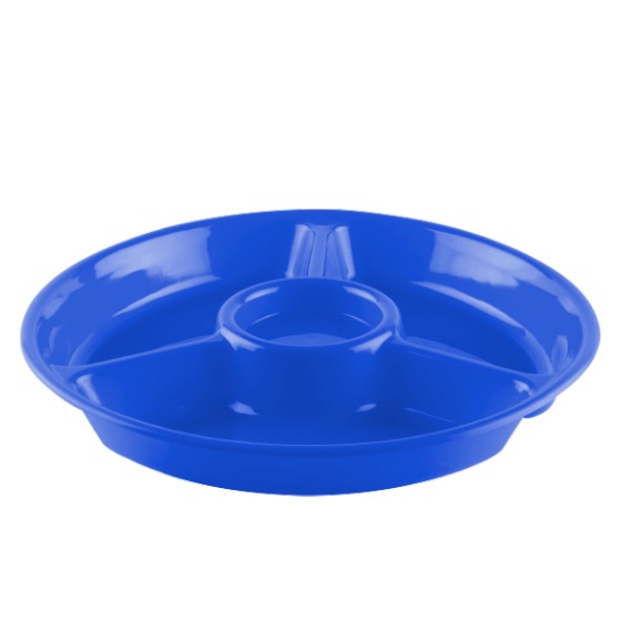Kitchen utensil- 3-slice snack plate 24.5 cm (BPA FREE Polypropylene) Blue